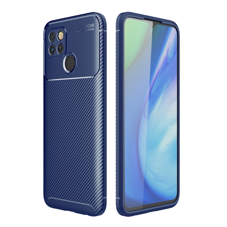 

For OPPO Realme V3 Carbon Fiber Texture Shockproof TPU Case(Blue)