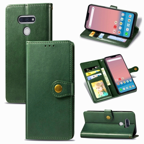 

For LG Style3 L-41A Retro Solid Color Leather Buckle Phone Case with Lanyard & Photo Frame & Card Slot & Wallet & Stand Function(Green)