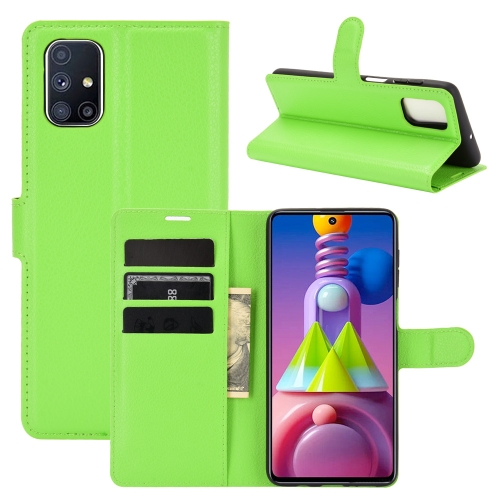 

For Samsung Galaxy M51 (Side Fingerprint) Litchi Texture Horizontal Flip Protective Case with Holder & Card Slots & Wallet(Green)