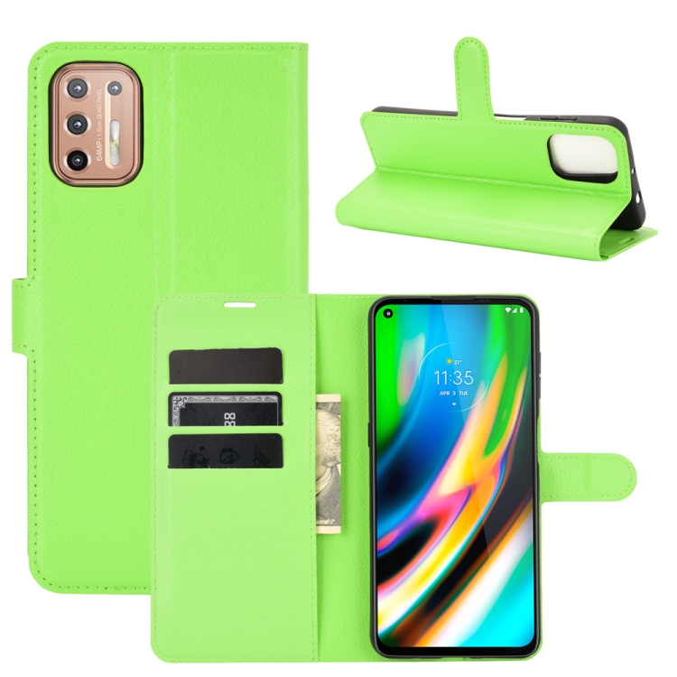 

For Motorola Moto G9 Plus Litchi Texture Horizontal Flip Protective Case with Holder & Card Slots & Wallet(Green)