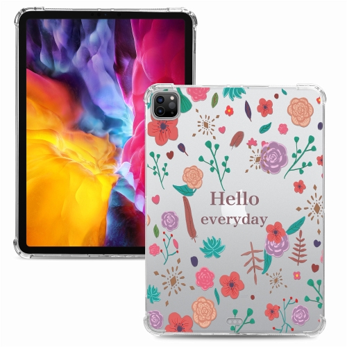 

For iPad Pro 12.9 inch (2021) / (2020) Colored Drawing Four-Corners Shockproof TPU Case(Hello Everyda)