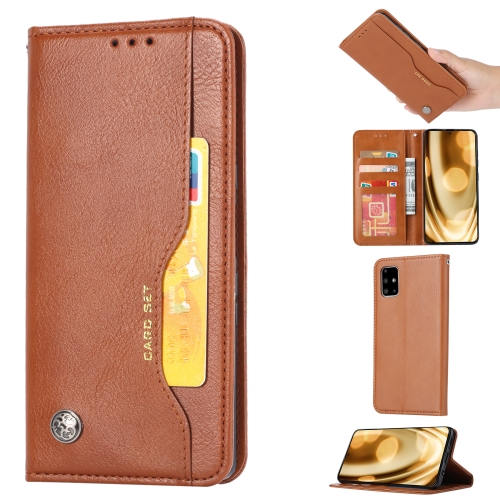 

For Samsung Galaxy M51 (Side Fingerprint) Knead Skin Texture Horizontal Flip Leather Case for Samsung M51, with Photo Frame & Holder & Card Slots & Wallet(Brown)