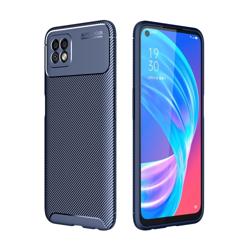 

For OPPO Reno4 Lite Carbon Fiber Texture Shockproof TPU Case(Blue)
