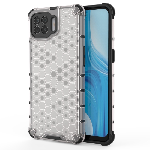 

For OPPO F17 Shockproof Honeycomb PC + TPU Case(White)