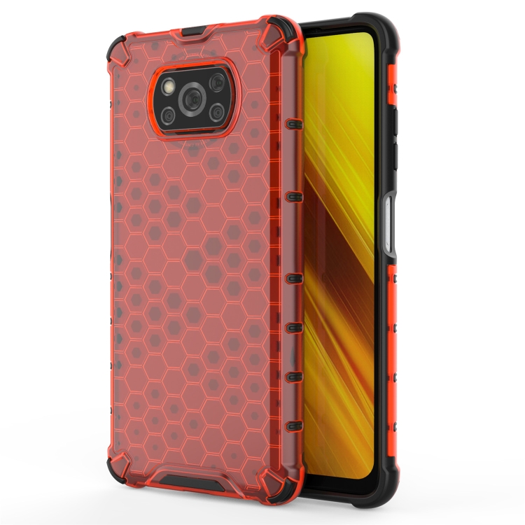 

For Xiaomi POCO X3 NFC Shockproof Honeycomb PC + TPU Case(Red)