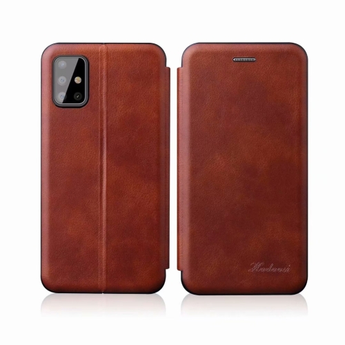 

For Samsung Galaxy A41 Integrated Voltage Retro Texture Magnetic TPU+PU Leather Case with Card Slot & Holder(Brown)