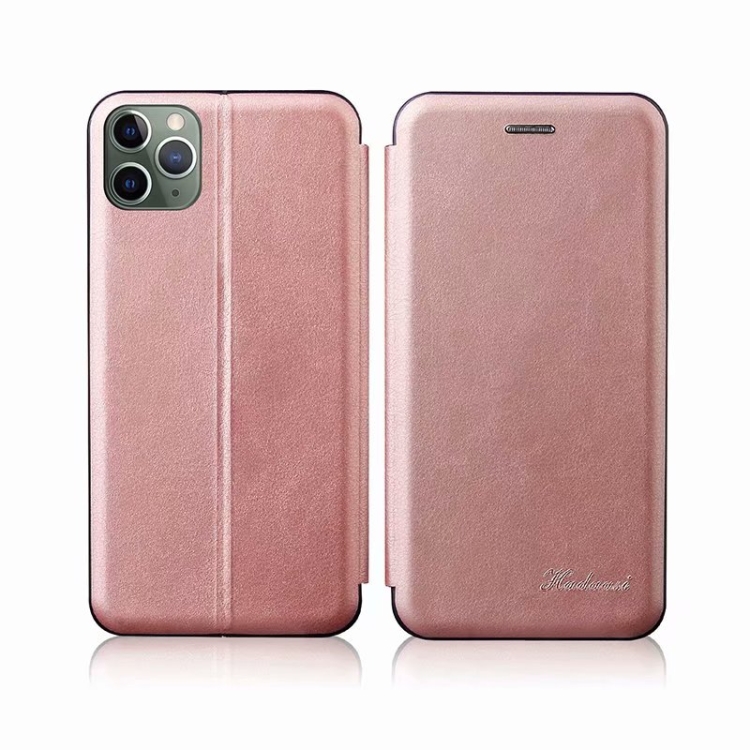 

For iPhone 12 Pro Max Integrated Voltage Retro Texture Magnetic TPU+PU Leather Case with Card Slot & Holder(Rose Gold)