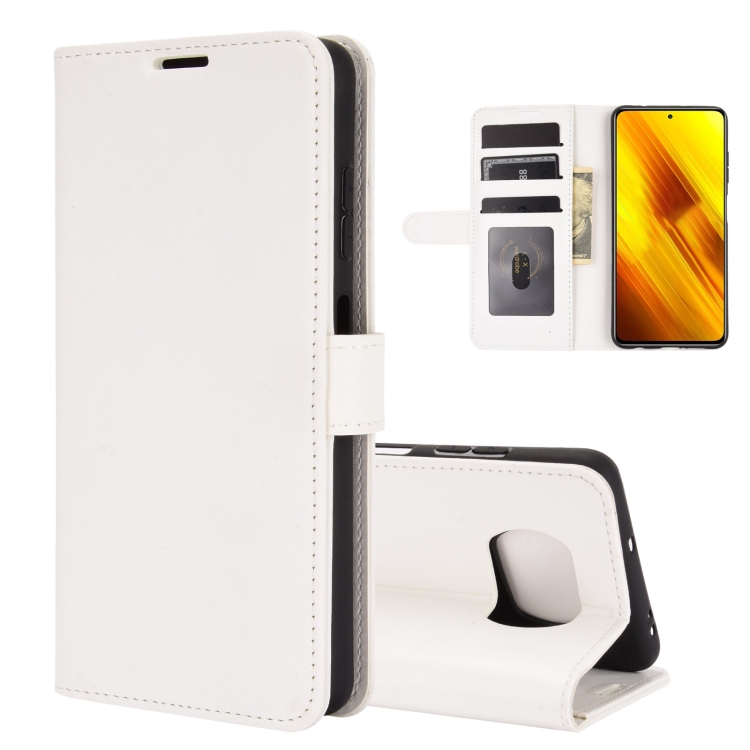 

For Xiaomi Poco X3 R64 Texture Single Horizontal Flip Protective Case with Holder & Card Slots & Wallet& Photo Frame(White)