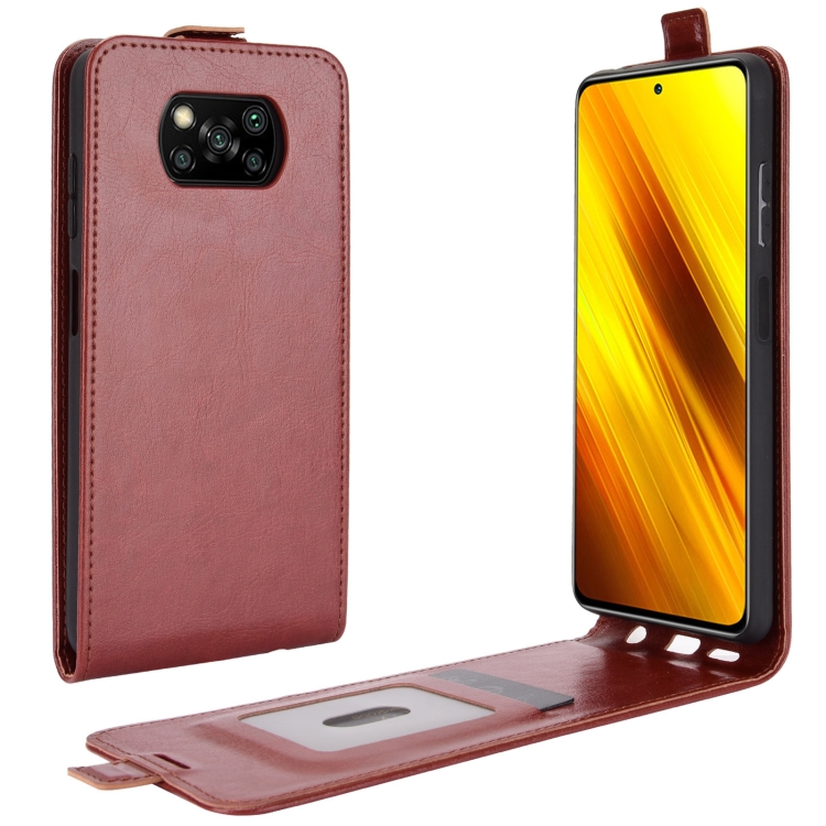 

For Xiaomi Poco X3/X3 NFC R64 Texture Single Vertical Flip Leather Protective Case with Card Slots & Photo Frame(Brown)