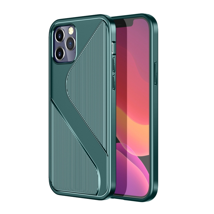 

For iPhone 12 / 12 Pro S-Shaped Soft TPU Protective Cover Case(Green)