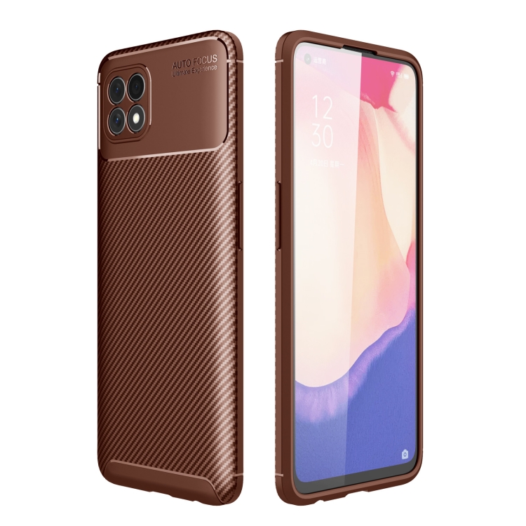 

For Oppo Reno4 SE Carbon Fiber Texture Shockproof TPU Case(Brown)