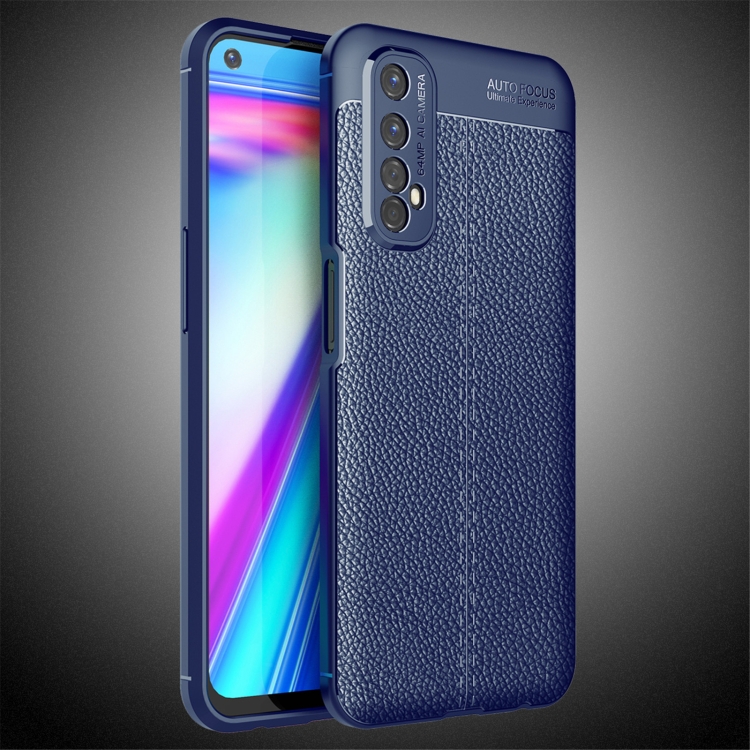 

For OPPO Realme 7 Litchi Texture TPU Shockproof Case(Navy Blue)