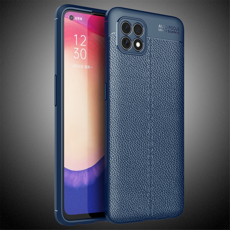 

For Oppo Reno4 SE Litchi Texture TPU Shockproof Case(Navy Blue)