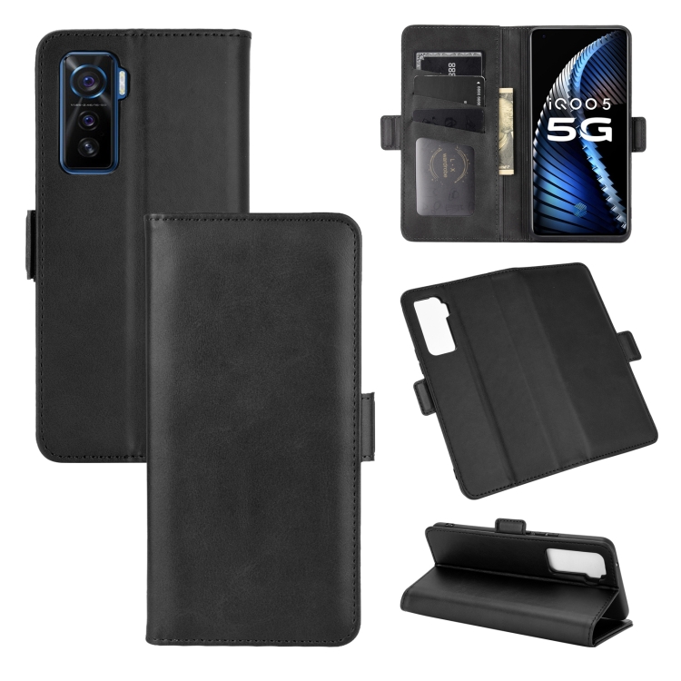 

For vivo iQOO 5 5G Dual-side Magnetic Buckle Horizontal Flip Leather Case with Holder & Card Slots & Wallet(Black)