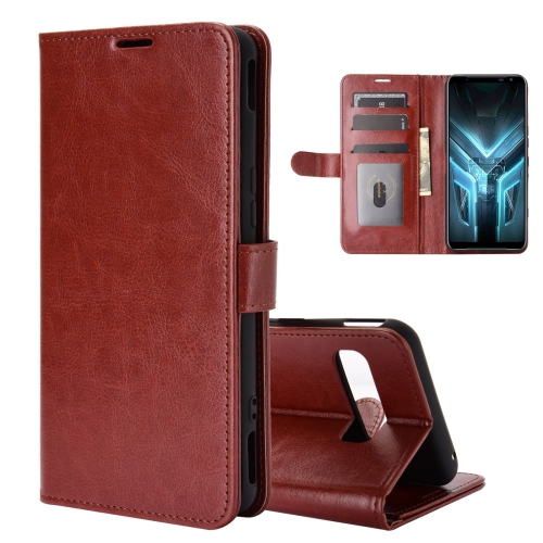 

For Asus ROG Phone 3 Strix ZS661KS R64 Texture Single Horizontal Flip Protective Case with Holder & Card Slots & Wallet& Photo Frame(Brown)