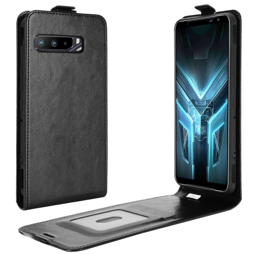 

For Asus ROG Phone 3 Strix ZS661KS R64 Texture Single Vertical Flip Leather Protective Case with Card Slots & Photo Frame(Black)