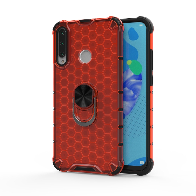 

For Huawei Y7p 2020 Shockproof Honeycomb PC + TPU Ring Holder Protection Case(Red)