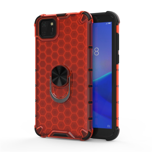 

For Huawei Y5p 2020 Shockproof Honeycomb PC + TPU Ring Holder Protection Case(Red)