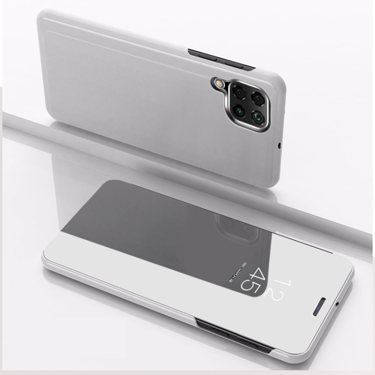 

For Samsung Galaxy A42 Plated Mirror Horizontal Flip Leather Case with Holder(Silver)