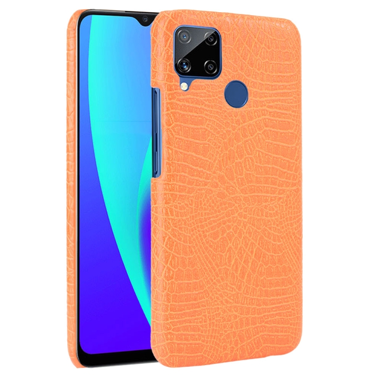 

For Oppo Realme C15 Shockproof Crocodile Texture PC + PU Case(Orange)