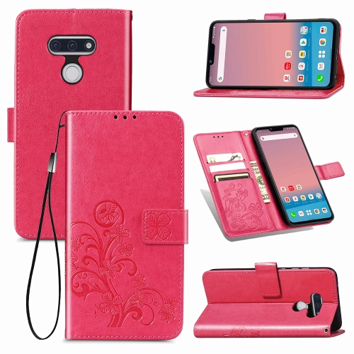 

For LG Style3 L-41A Four-leaf Clasp Embossed Buckle Mobile Phone Protection Leather Case with Lanyard & Card Slot & Wallet & Bracket Function(Magenta)