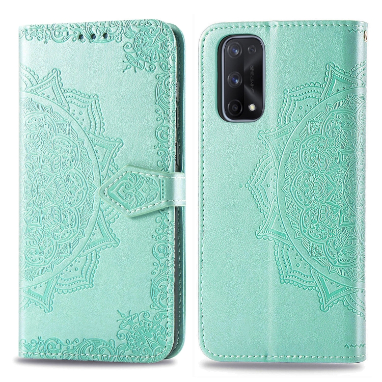 

For OPPO Realme X7 Pro Embossed Mandala Pattern TPU + PU Horizontal Flip Leather Case with Holder & Three Card Slots & Wallet(Green)