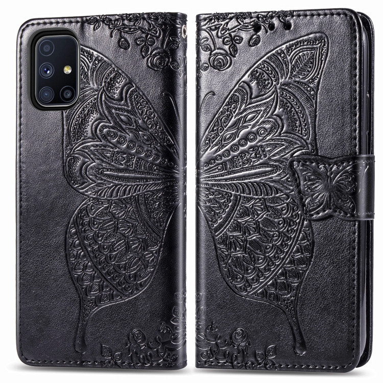 sunsky-online.com - 15% OFF by SUNSKY COUPON CODE: SYA001287501 for For Galaxy M51 Butterfly Love Flower Embossed Horizontal Flip Leather Case with Bracket / Card Slot / Wallet / Lanyard(Black)
