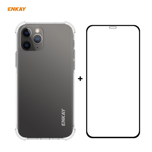 

Hat-Prince ENKAY 2 in 1 Clear TPU Soft Case Shockproof Cover + 0.26mm 9H 2.5D Full Glue Full Coverage Tempered Glass Protector Film For iPhone 12 / 12 Pro