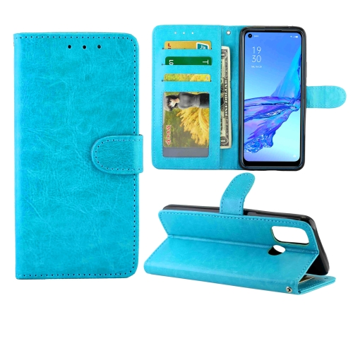

For OPPO A53 Crazy Horse Texture Leather Horizontal Flip Protective Case with Holder & Card Slots & Wallet & Photo Frame(baby Blue)