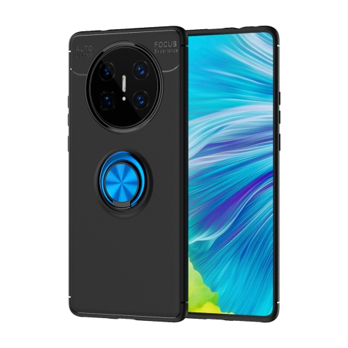 

For Huawei Mate 40 Pro+ Metal Ring Holder 360 Degree Rotating TPU Case(Black+Blue)