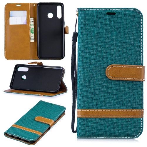 

Color Matching Denim Texture Leather Case for Huawei P30 Lite, with Holder & Card Slots & Wallet & Lanyard(Green)