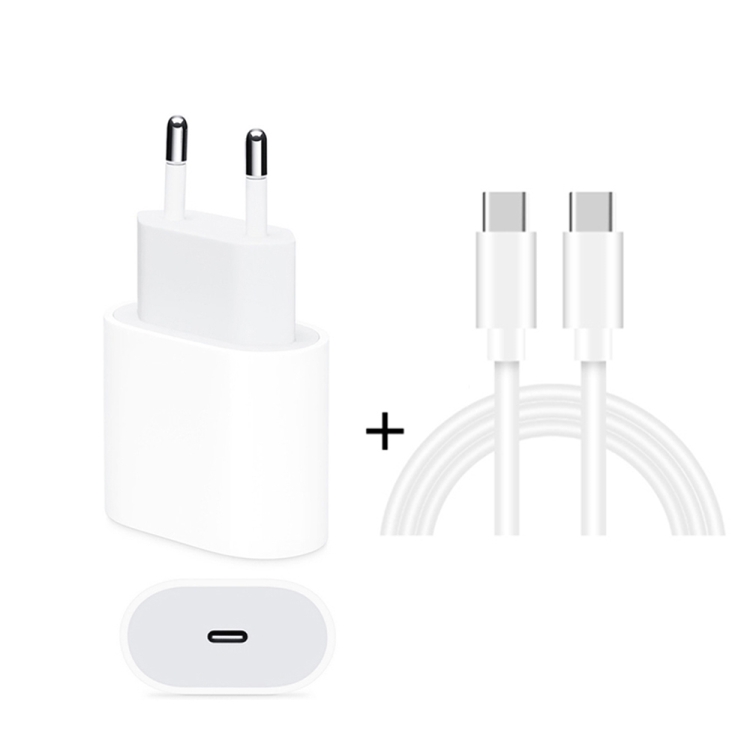 

2 in 1 PD 20W Single USB-C / Type-C Port Travel Charger + 3A PD3.0 USB-C / Type-C to USB-C / Type-C Fast Charge Data Cable Set, Cable Length: 1m, EU Plug