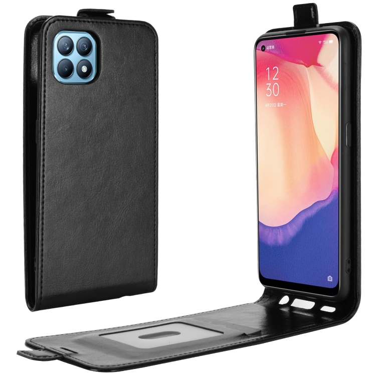 

For OPPO RENO 4 SE R64 Texture Single Vertical Flip Leather Protective Case with Card Slots & Photo Frame(Black)