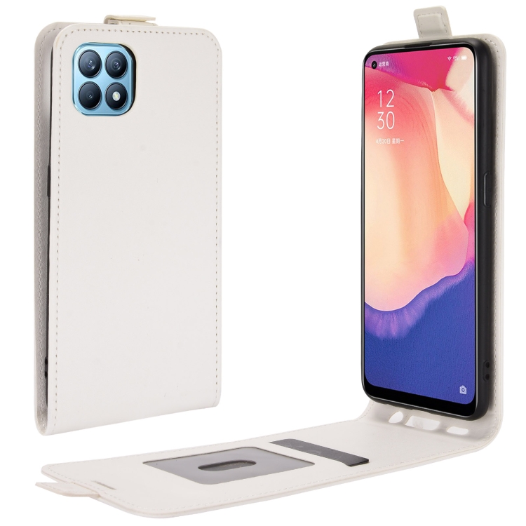 

For OPPO RENO 4 SE R64 Texture Single Vertical Flip Leather Protective Case with Card Slots & Photo Frame(White)