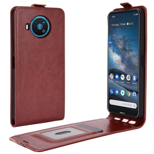 

For Nokia 8.3 R64 Texture Single Vertical Flip Leather Protective Case with Card Slots & Photo Frame(Brown)