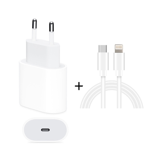 

2 in 1 PD 20W Single USB-C / Type-C Port Travel Charger + 3A PD3.0 USB-C / Type-C to 8 Pin Fast Charge Data Cable Set, Cable Length: 2m, EU Plug
