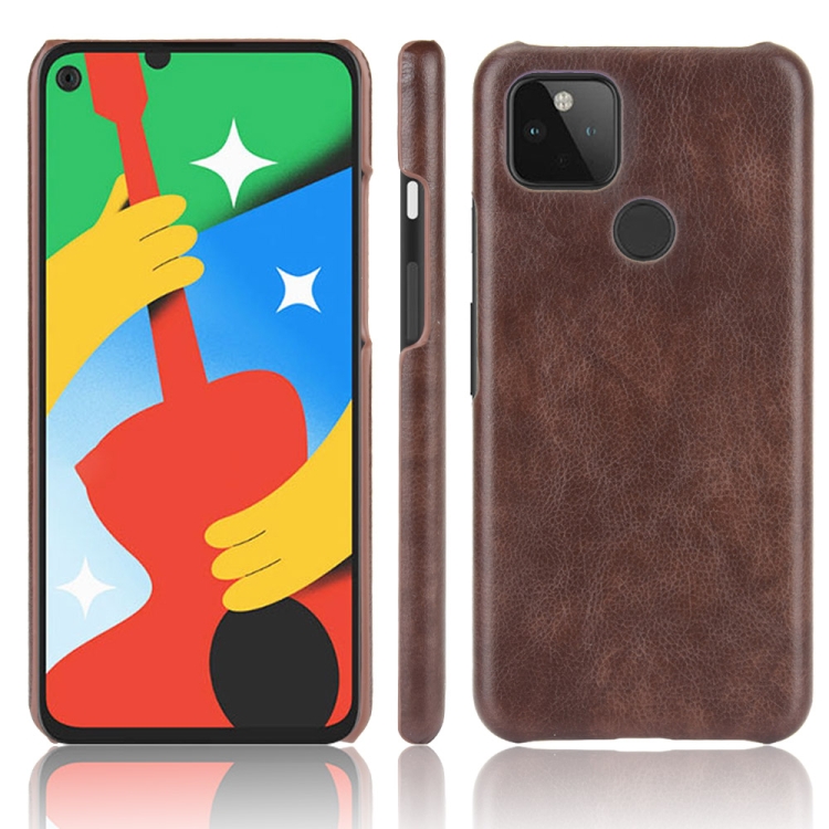 

For Google Pixel 5 Shockproof Litchi Texture PC + PU Case(Brown)