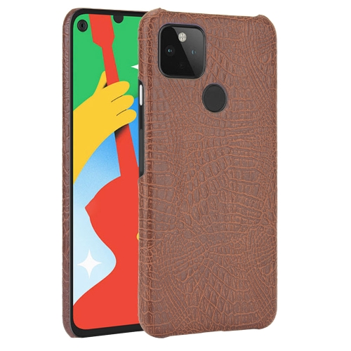 

For Google Pixel 5 Shockproof Crocodile Texture PC + PU Case(Brown)