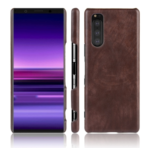 

For Sony Xperia 5 II Shockproof Litchi Texture PC + PU Case(Brown)