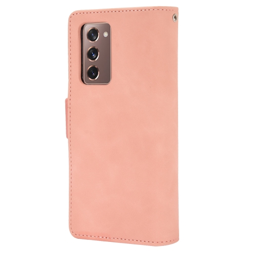 

For Samsung Galaxy Z Fold2 5G Wallet Style Skin Feel Calf Pattern Leather Case with Separate Card Slot(Pink)