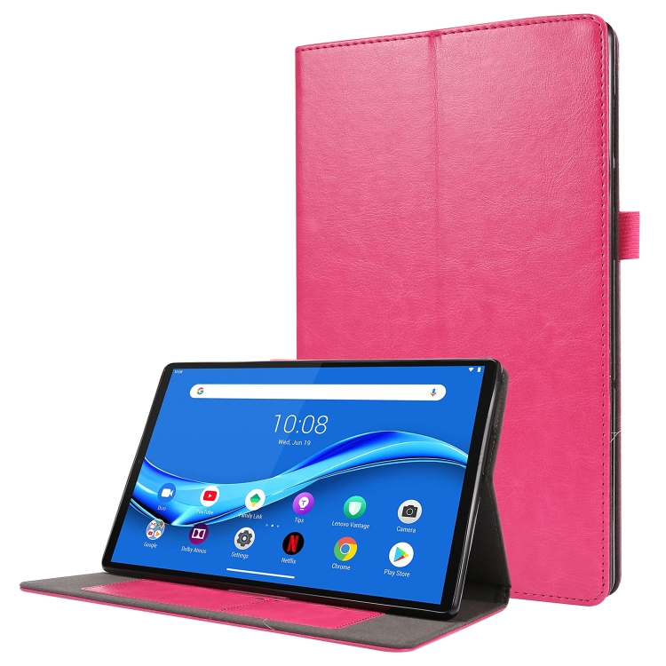 

For Lenovo M10 Plus 2-Folding Business Horizontal Flip PU Leather Case with Card Slots & Holder(RoseRed)