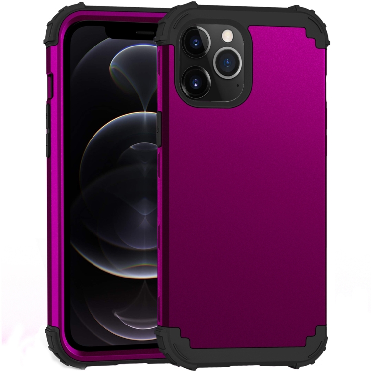 

PC+ Silicone Three-piece Anti-drop Mobile Phone Protective Back Cover For iPhone 12 / 12 Pro(Purple)