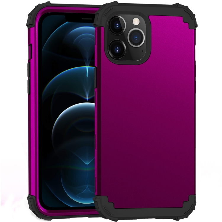 

PC+ Silicone Three-piece Anti-drop Mobile Phone Protective Back Cover For iPhone 12 Pro Max(Purple)
