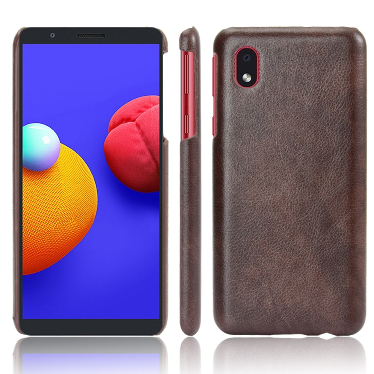 

For Samsung Galaxy A01 Core / M01 Core Shockproof Litchi Texture PC + PU Case(Brown)