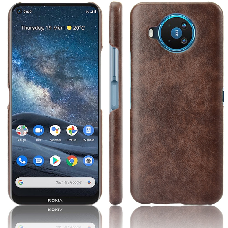 

For Nokia 8.3 Shockproof Litchi Texture PC + PU Case(Brown)