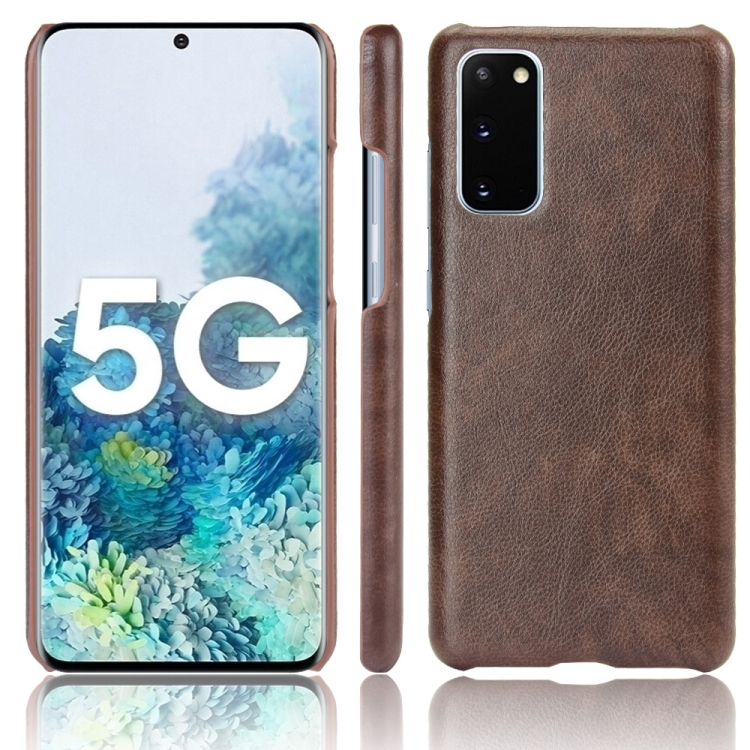 

For Samsung Galaxy S20 Shockproof Litchi Texture PC + PU Case(Brown)
