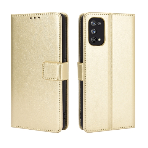 

For OPPO Realme 7 Pro Retro Crazy Horse Texture Horizontal Flip Leather Case , with Holder & Card Slots & Photo Frame(Gold)