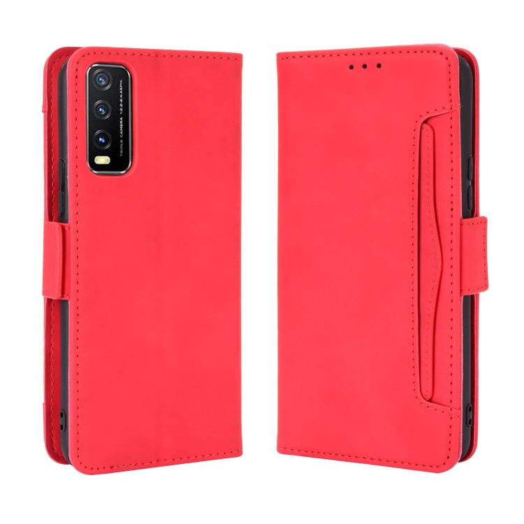 

For VIVO Y20 2020/ Y20i Wallet Style Skin Feel Calf Pattern Leather Case，with Separate Card Slot(Red)