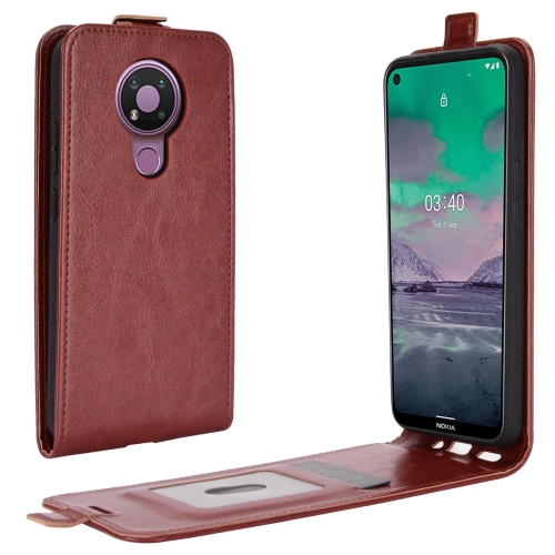 

For Nokia 3.4 R64 Texture Single Vertical Flip Leather Protective Case with Card Slots & Photo Frame(Brown)