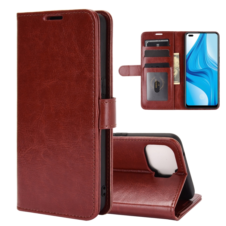 

For OPPO F17 Pro R64 Texture Single Horizontal Flip Protective Case with Holder & Card Slots & Wallet& Photo Frame(Brown)